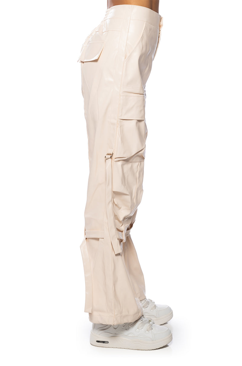 MOVING UP CARGO FAUX LEATHER PANT