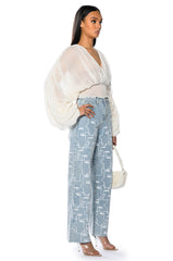 MULTIPLE FACES HIGH WAISTED STRAIGHT JEANS