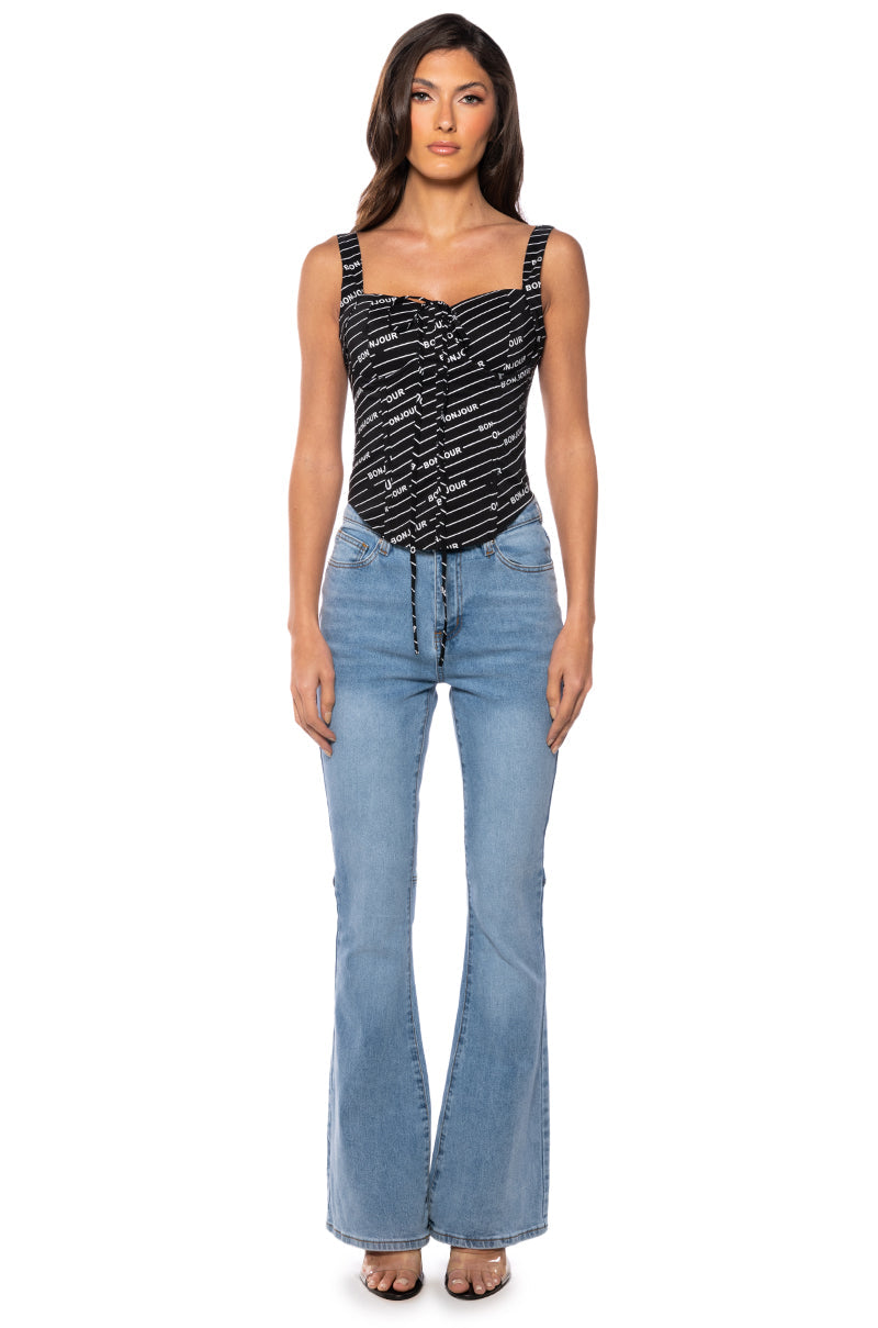 MY BUSINESS HIGH RISE FLARE JEANS