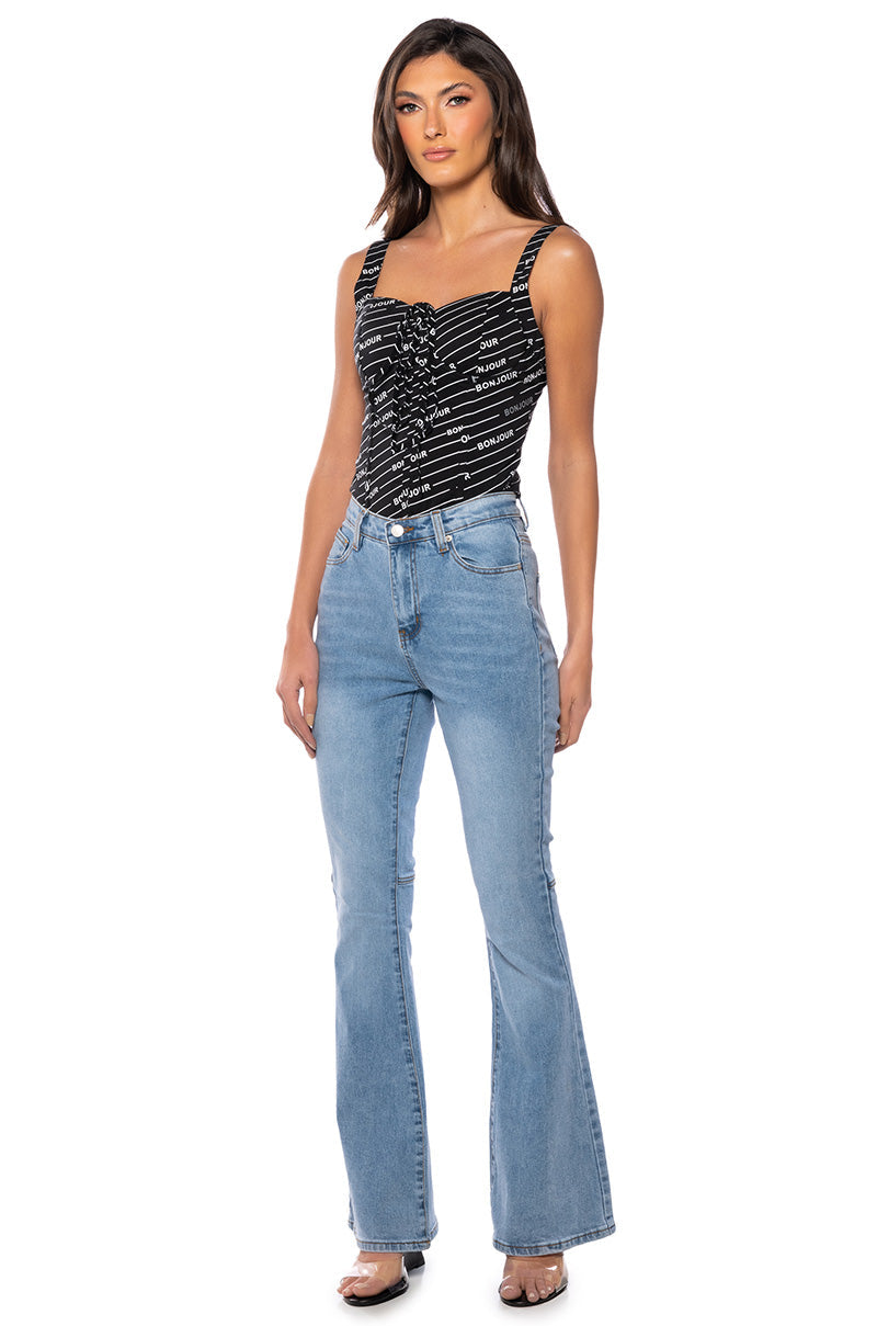MY BUSINESS HIGH RISE FLARE JEANS