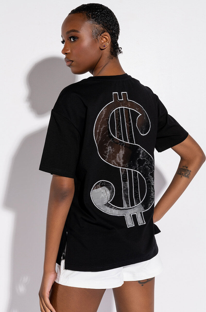 MY ENERGY IS MY CURRENCY OVERSIZED CUT OUT TSHIRT