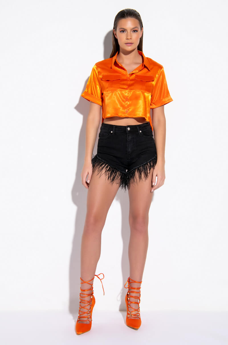 BABY BUTTON UP CROP BLOUSE