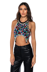 MY OWN JEWELS SLEEVELESS RHINESTONE TOP