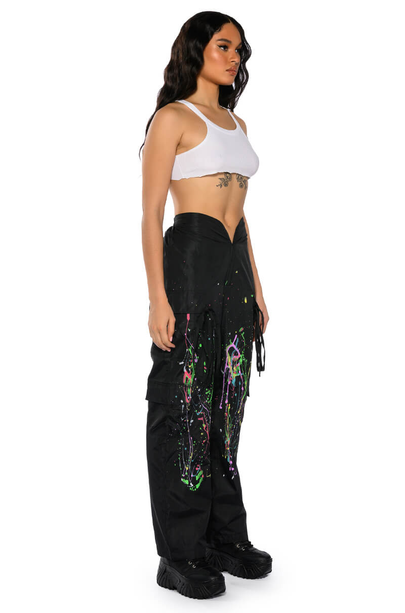MY TIME PAINTED WIDE LEG PANTS