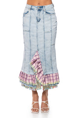MAYA RUFFLED DENIM MINI SKIRT