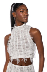 NAOMI MESH SLEEVELESS MOCKNECK TOP