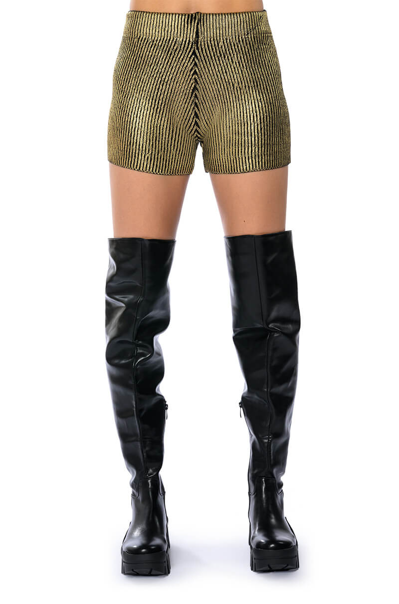 NEBULA COATED METALLIC KNIT SHORT