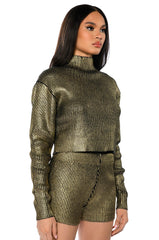 NEBULA METALLIC COATED TURTLENECK SWEATER