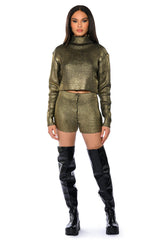 NEBULA METALLIC COATED TURTLENECK SWEATER