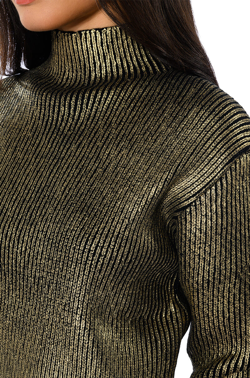NEBULA METALLIC COATED TURTLENECK SWEATER