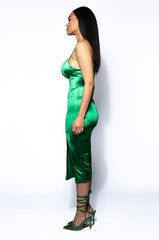 NEVER AROUND SLIT MIDI DRESS