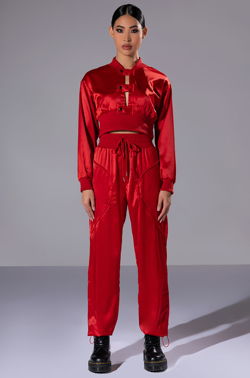 NEVER BORING SATIN DRAWSTRING JOGGER