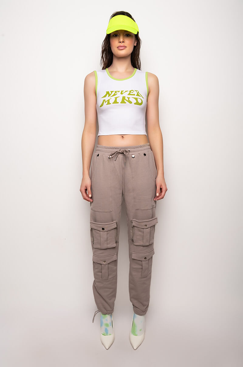 NEVER MIND ME CROPPED TANK