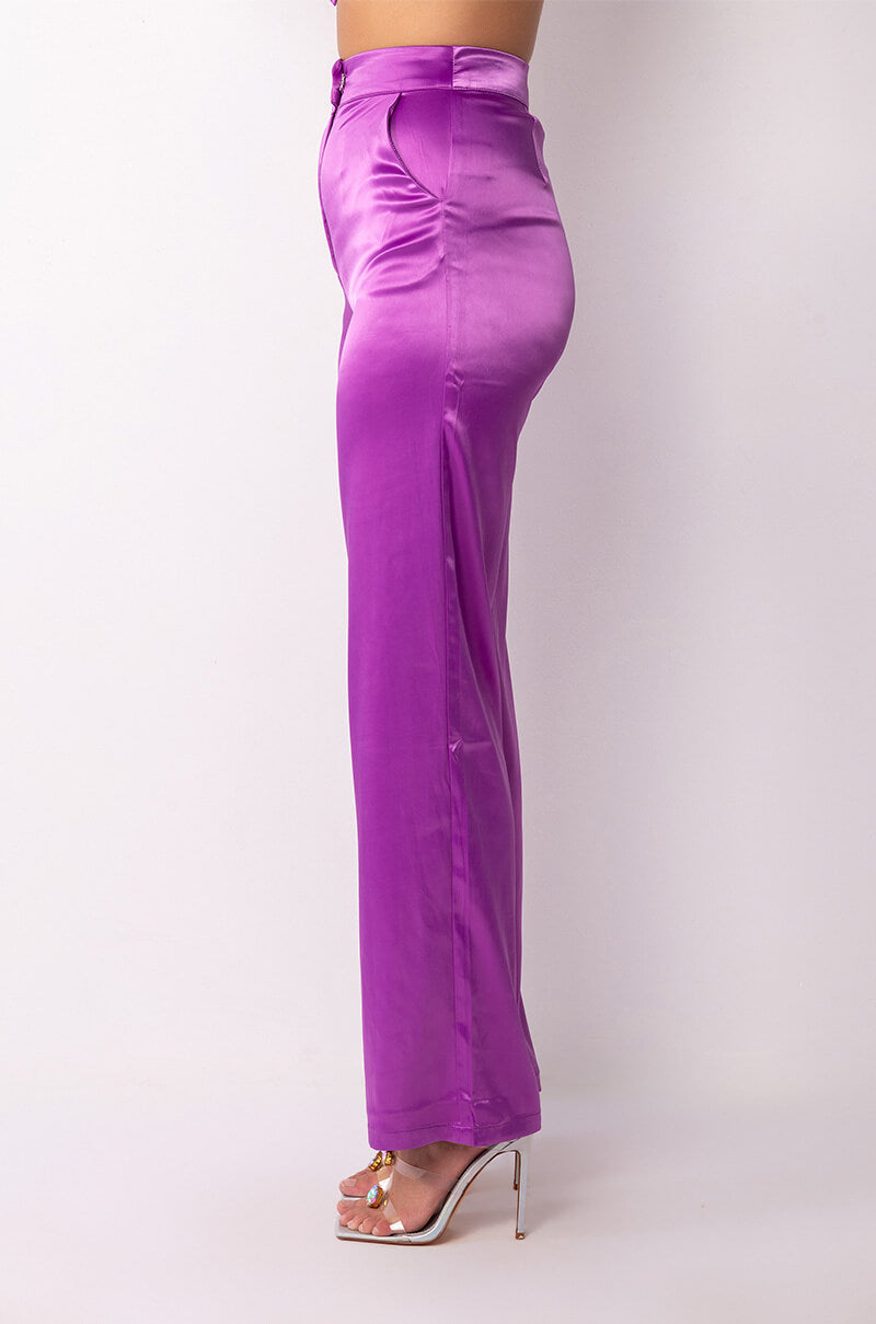 NEW HORIZONS SATIN WIDE LEG TROUSERS
