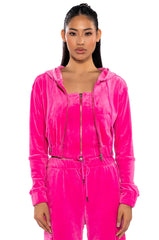 NEW RULES VELVET ZIP UP SWEATSHIRT