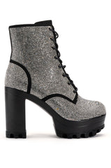 NEW STORY SILVER LACE UP BOOTIE