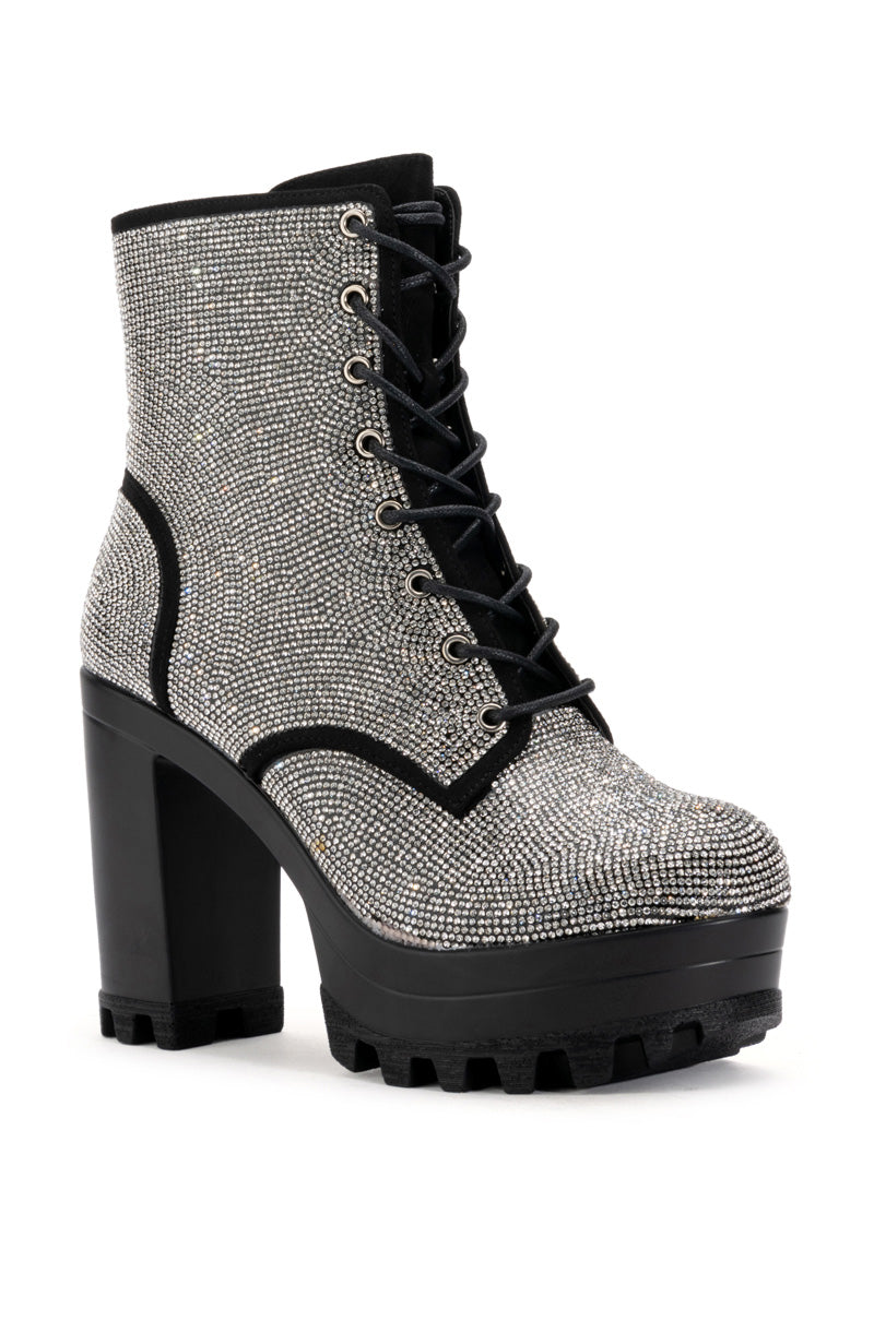 NEW STORY SILVER LACE UP BOOTIE