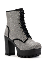 NEW STORY SILVER LACE UP BOOTIE