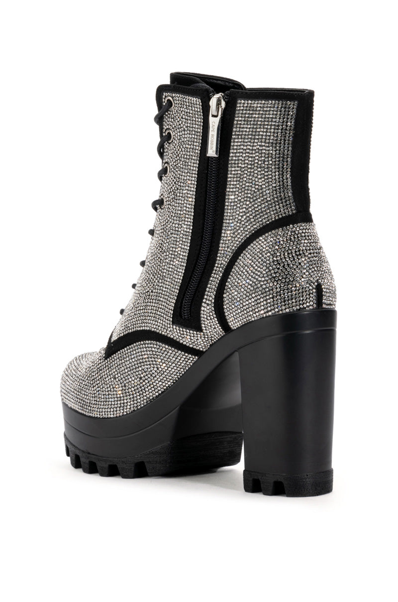 NEW STORY SILVER LACE UP BOOTIE