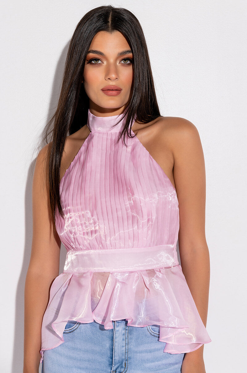 NEXT DOOR SLEEVELESS PEPLUM ORGANZA BLOUSE
