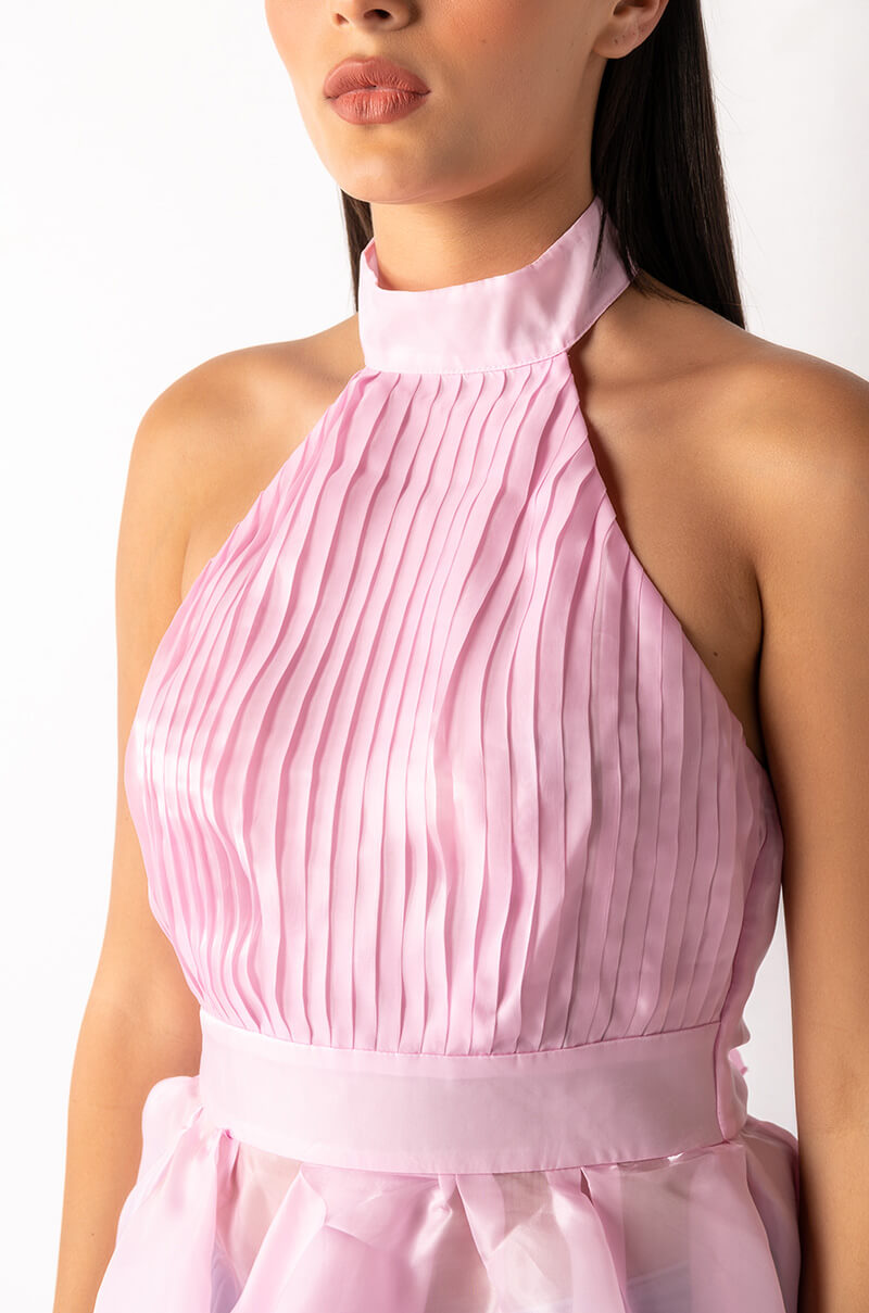 NEXT DOOR SLEEVELESS PEPLUM ORGANZA BLOUSE