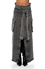 NEXT UP BLEACHED DENIM MAXI SKIRT