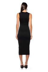 NICOLETTE SLEEVELESS MOCK NECK MIDI DRESS IN BLACK