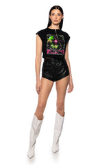 NIGHT AT THE DISCO ZIPPER DETAIL CUT OFF SWEATSHIRT