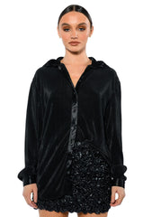 NIGHT OUT PLISSE BUTTON DOWN TOP