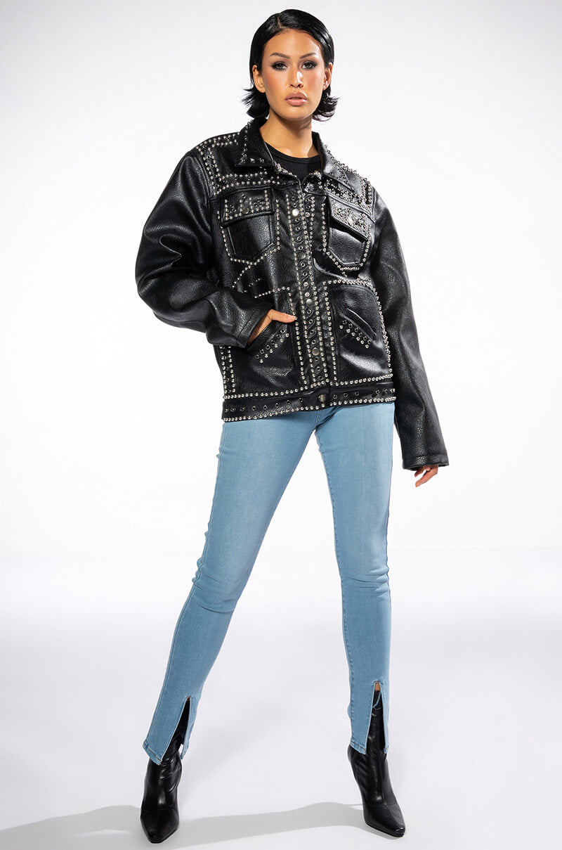 NIGHTFALL MID RISE SKINNY JEANS WITH FRONT SLIT