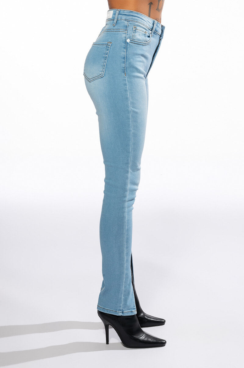NIGHTFALL MID RISE SKINNY JEANS WITH FRONT SLIT