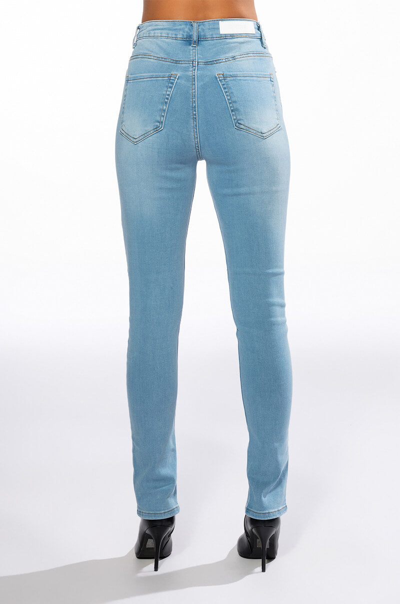 NIGHTFALL MID RISE SKINNY JEANS WITH FRONT SLIT