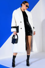 NINA TEDDY COAT WITH PU TRIM