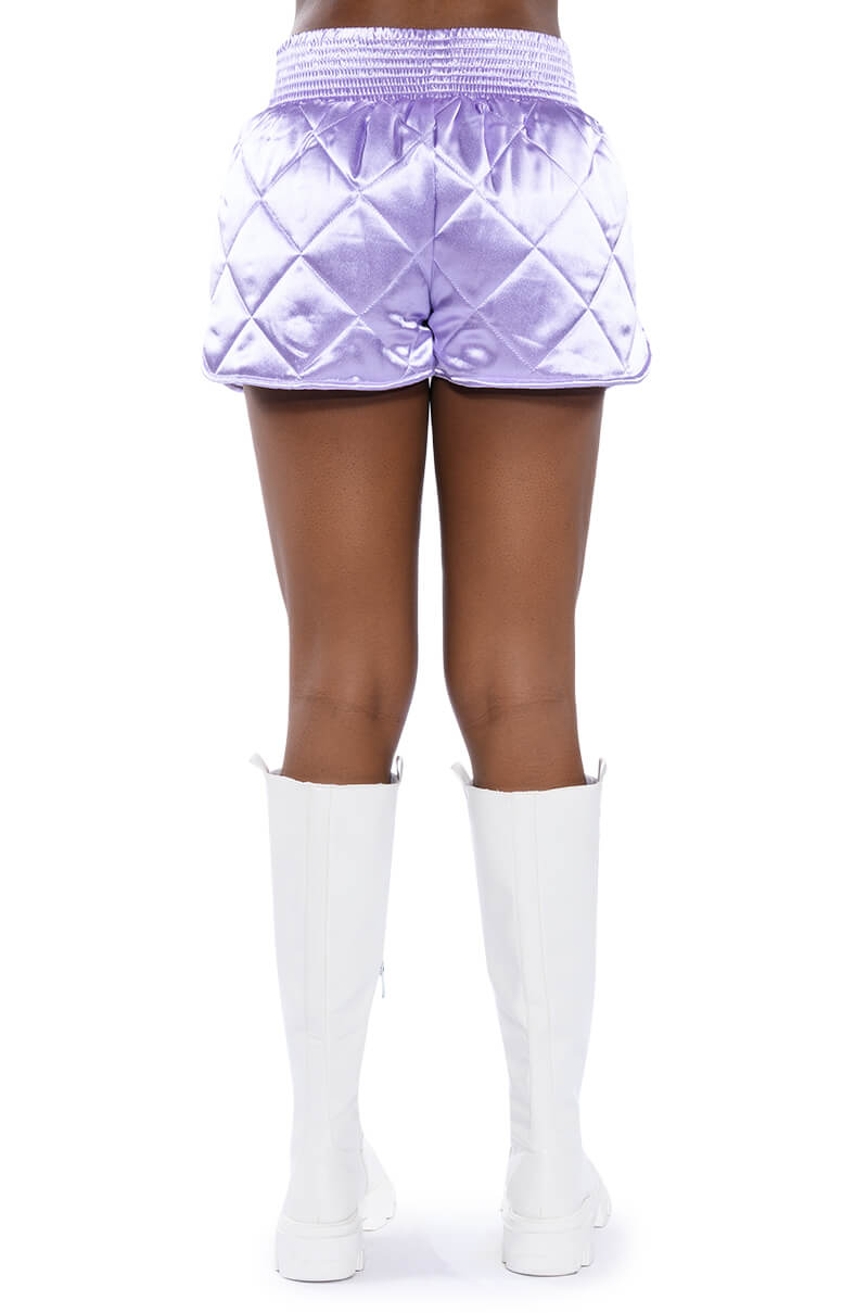 NO CAP QUILTED SATIN DOLPHIN SHORTS
