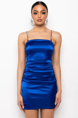 NO LIMIT SATIN MAXI DRESS WITH RHINESTONE STRAP