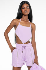 NO NEW FRIENDS RHIENSTONE HANKERCHIEF TOP