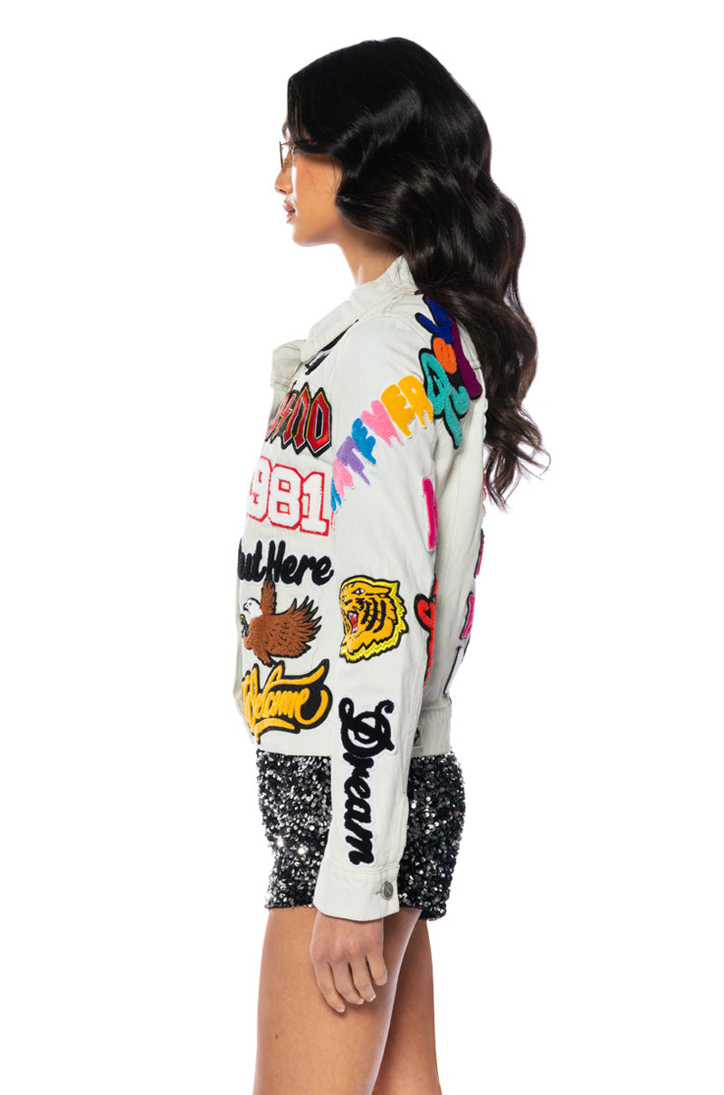 NO NO MULTI PATCH WORK DENIM JACKET