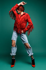 NO PROMISES LOW RISE DISTRESSED JEANS