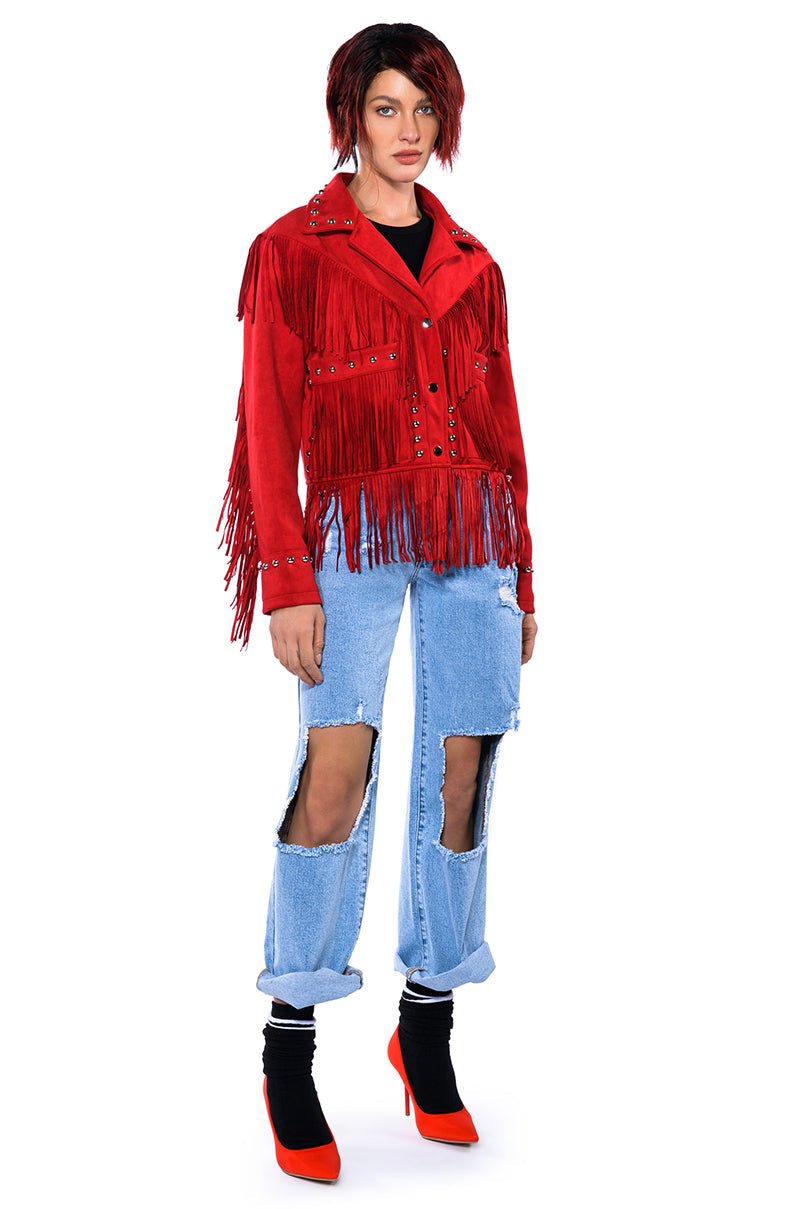 NO PROMISES LOW RISE DISTRESSED JEANS