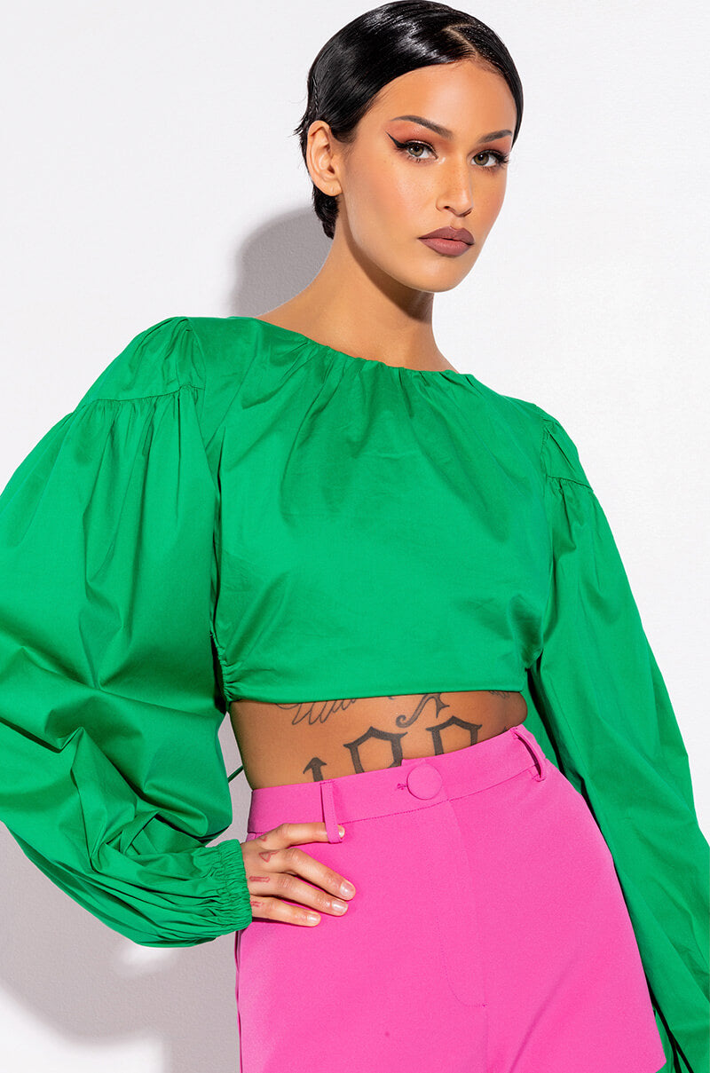 NO WORRIES OPEN BACK BLOUSE