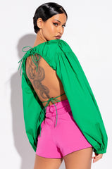 NO WORRIES OPEN BACK BLOUSE