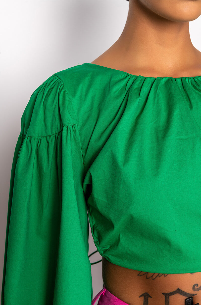 NO WORRIES OPEN BACK BLOUSE