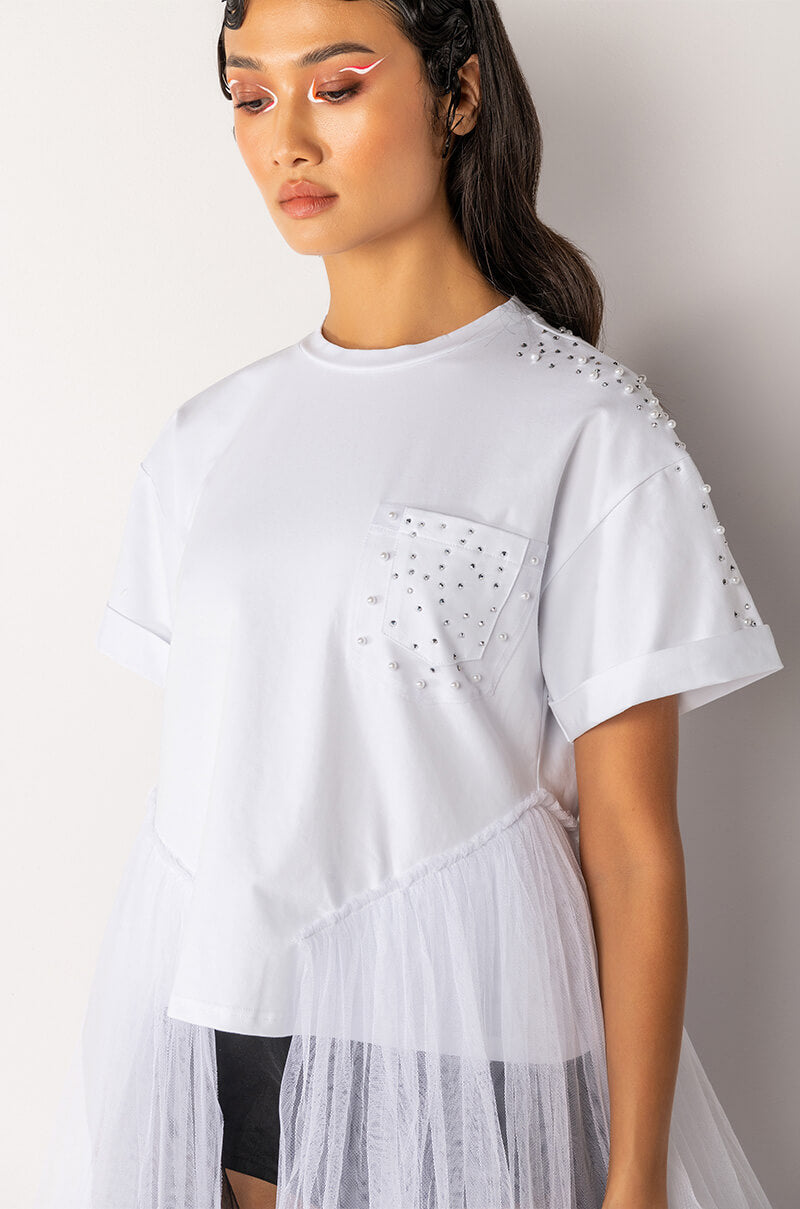 NOT IN THE MOOD OVERSIZED HIGH LOW SHORT SLEEVE TSHIRT