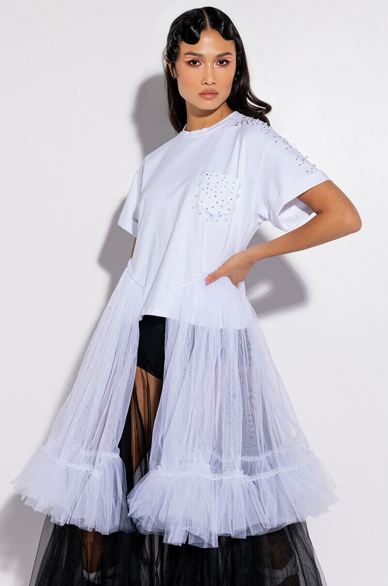 NOT IN THE MOOD OVERSIZED HIGH LOW SHORT SLEEVE TSHIRT