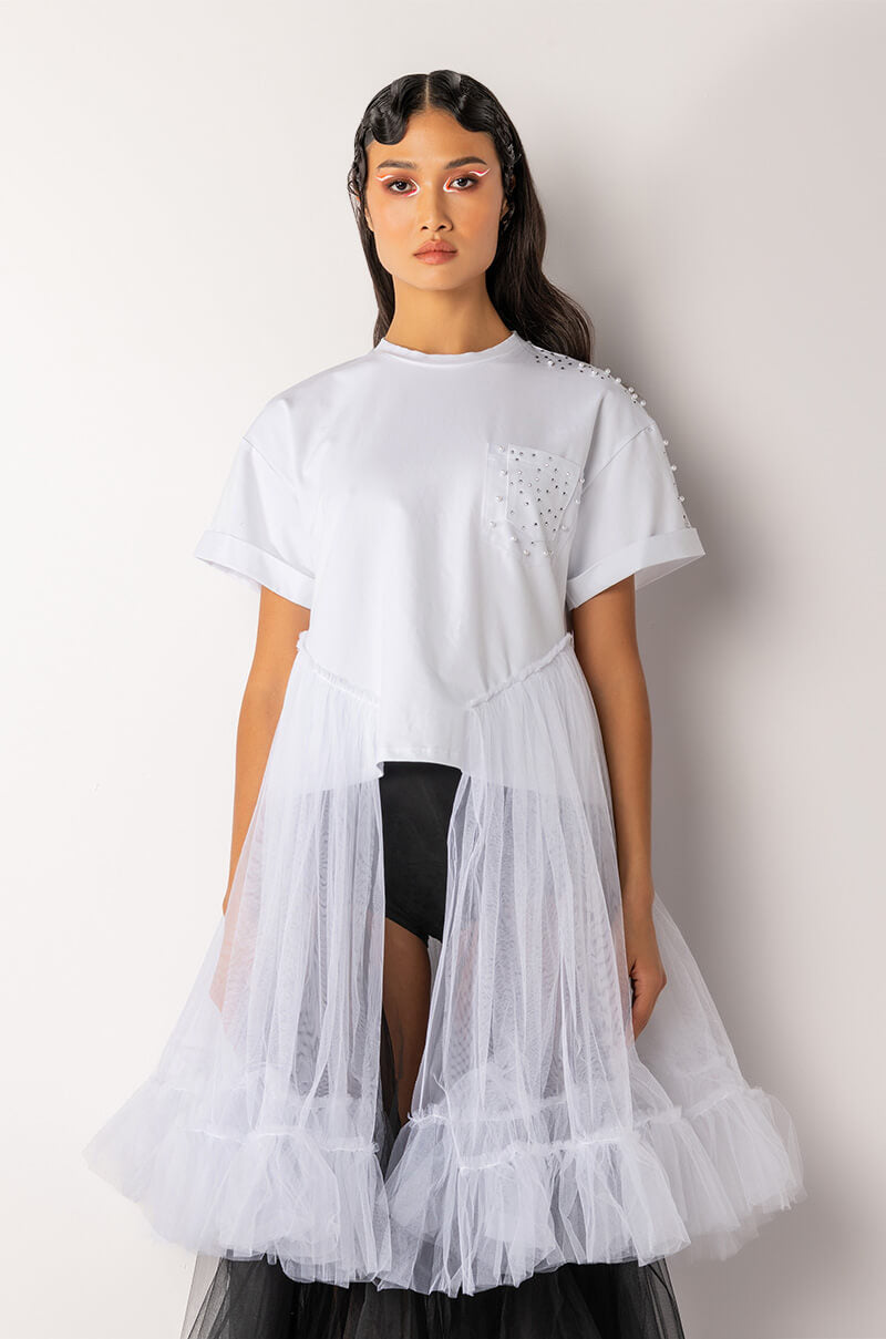 NOT IN THE MOOD OVERSIZED HIGH LOW SHORT SLEEVE TSHIRT