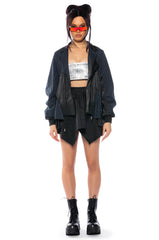 NOT JUST ANYBODY PINSTRIPE BOMBER