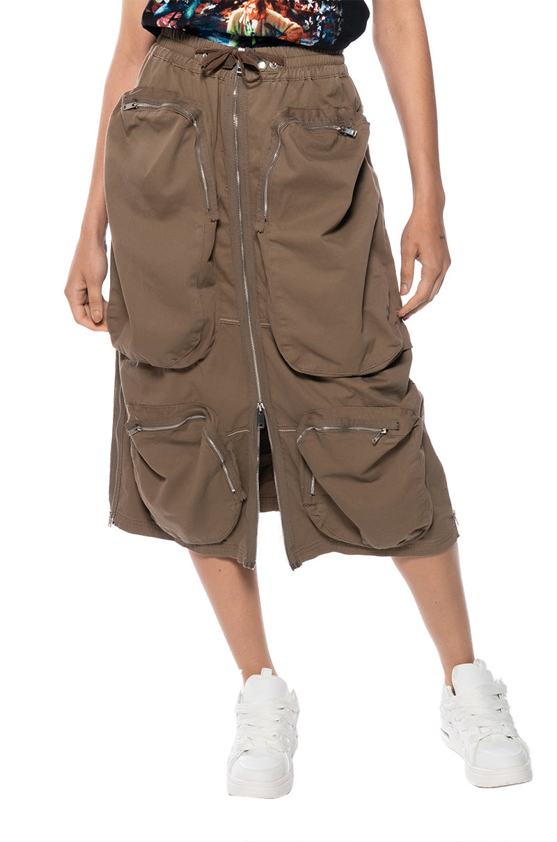 NOT YOUR AVERAGE CARGO MIDI SKIRT