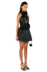 NOT YOUR BABE FLOWER DETAIL FIT AND FLARE MINI DRESS