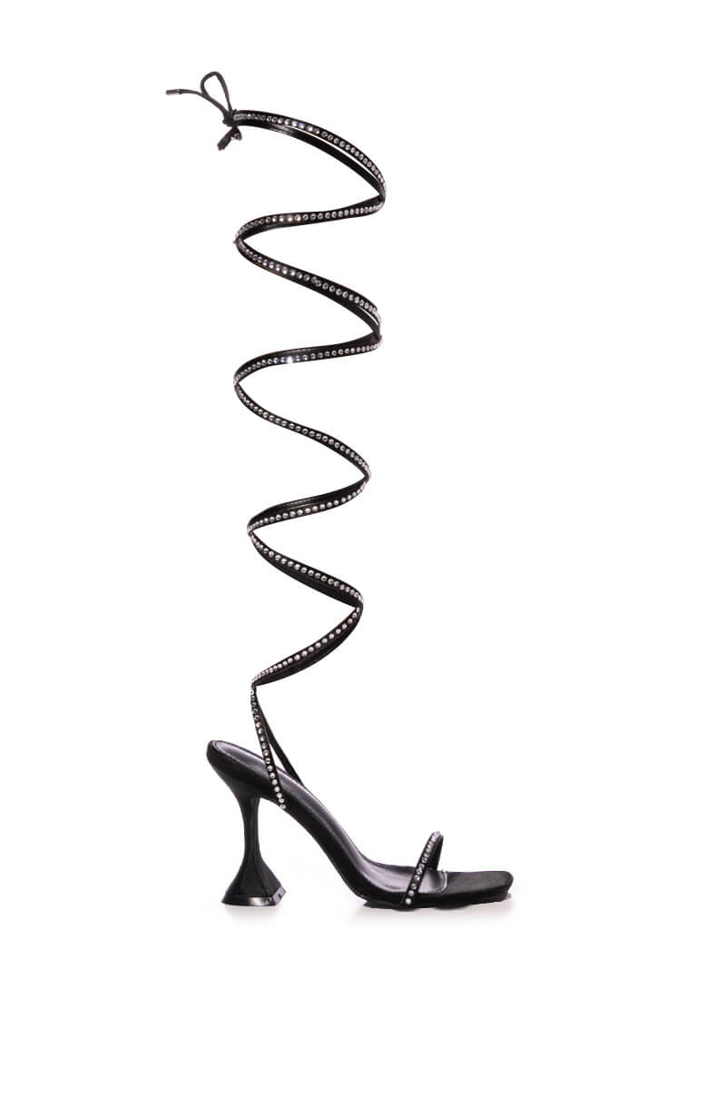 AZALEA WANG SOPHIE LACE UP SANDAL IN BLACK