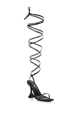 AZALEA WANG SOPHIE LACE UP SANDAL IN BLACK